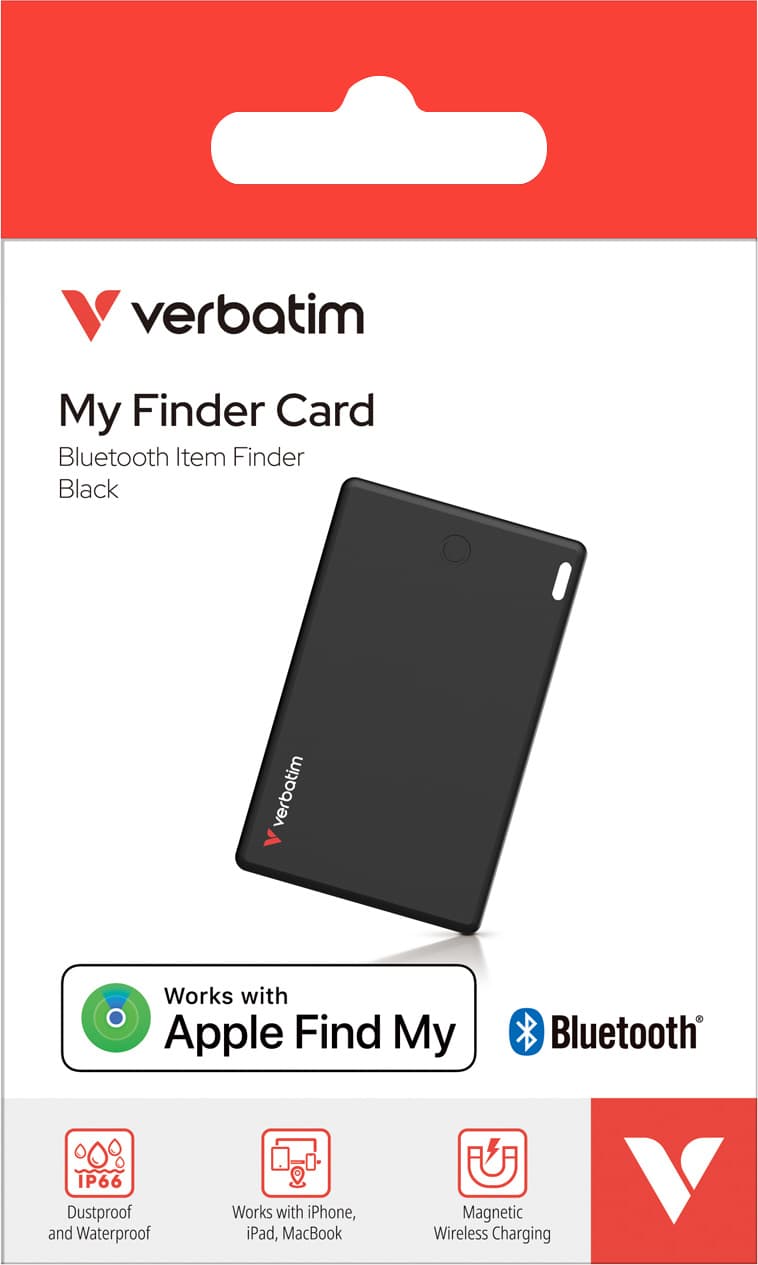 Verbatim Bluetooth tracker Li-Ion batterie polymère 110mAh My FinderTracker My Finder Card MYFCR-01B pour Apple iOS Find My App Retail (pack de 1)