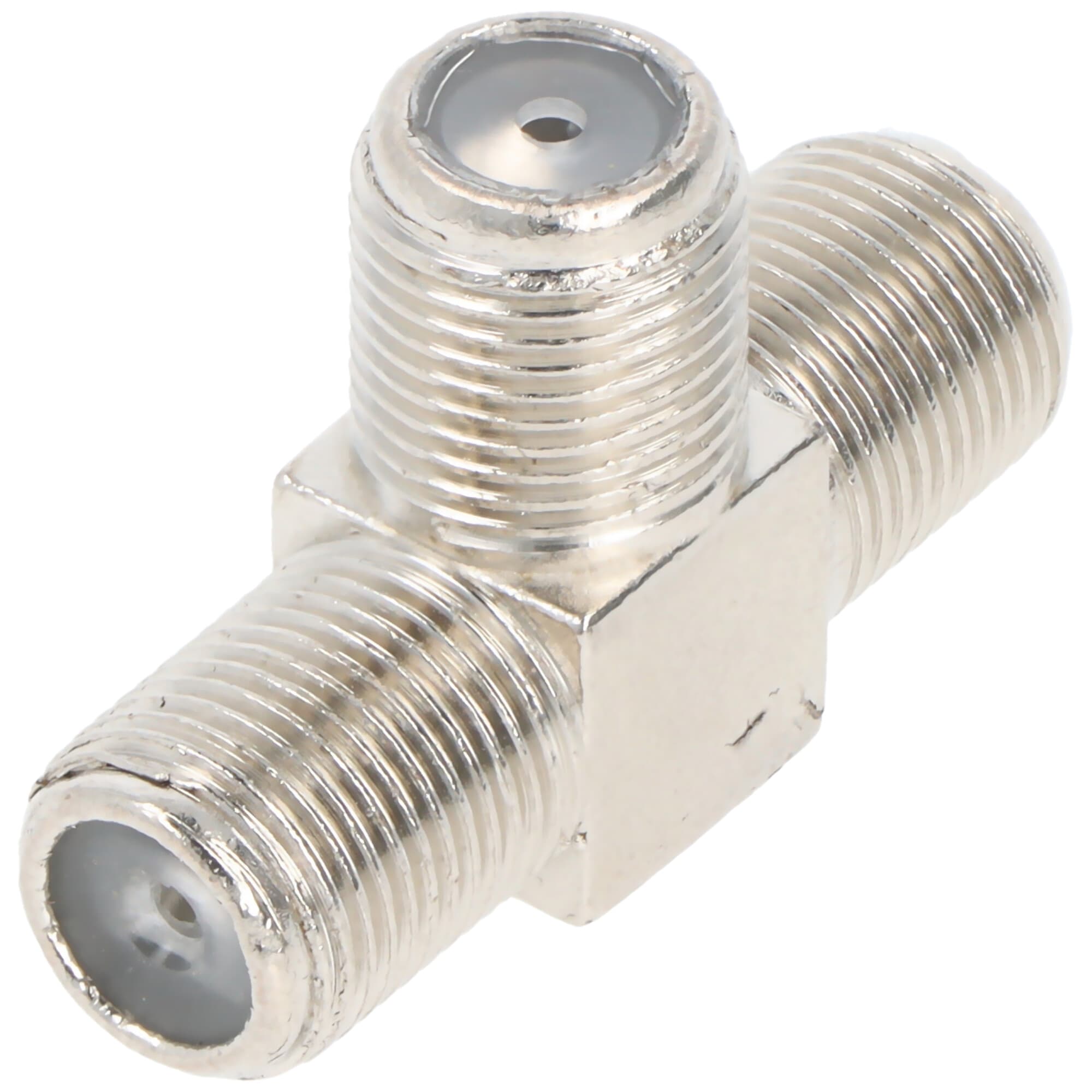 Adaptateur Goobay F, pièce en T : douille F > douille double F - douille d'adaptation en zinc