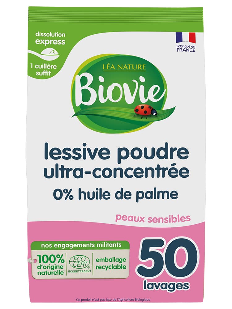Biovie Lessive Poudre Ultra-Concentrée Peaux Sensibles 500 Grammes