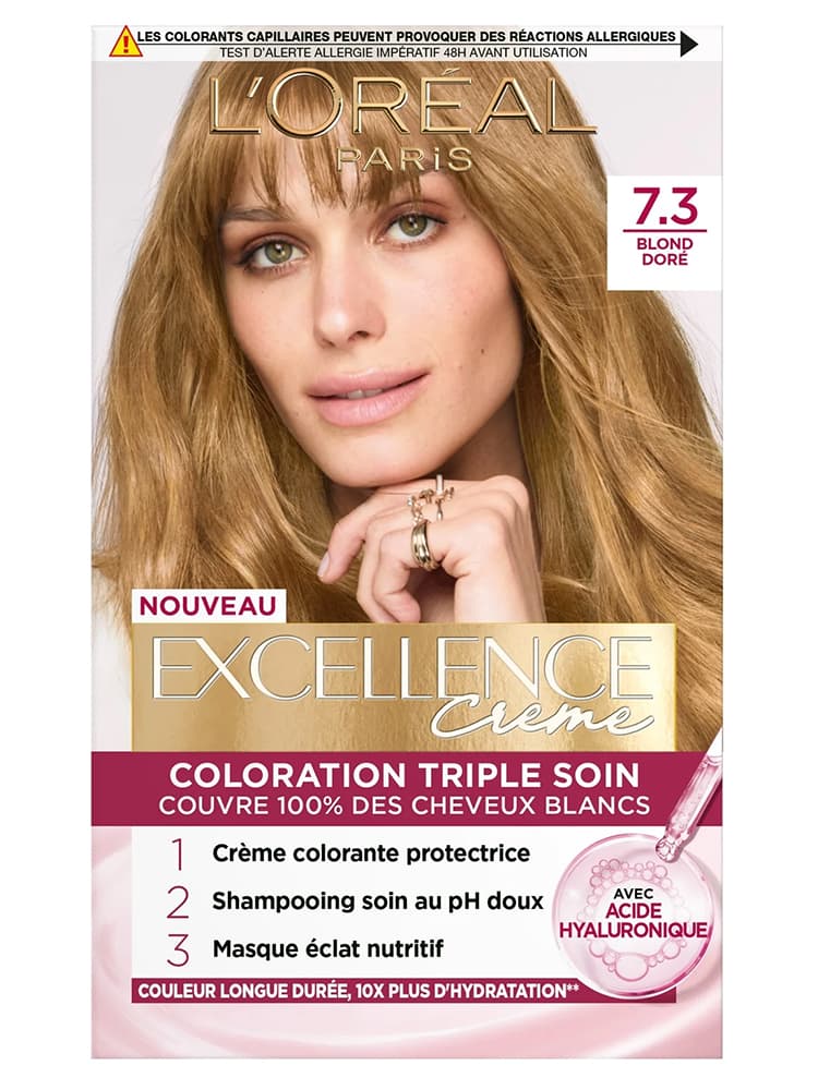 L'Oréal Paris Excellence Crème Coloration Triple Soin Acide Hyaluronique192 ml - Coloration : 7.3 Blond Doré